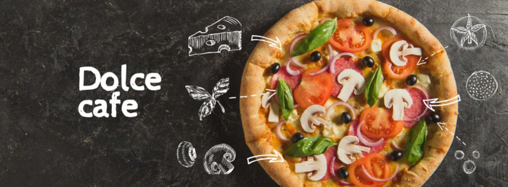 Plantilla de diseño de Delicious Italian Pizza menu Facebook cover 