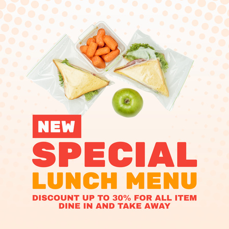 Special Lunch Menu with Sandwiches  Instagram tervezősablon