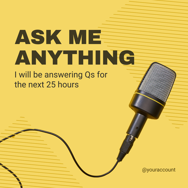 Ontwerpsjabloon van Instagram van Adventurous Tab for Asking Questions With Microphone