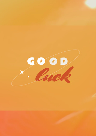 Good Luck Wishes in Orange With Circle Postcard A6 Vertical Design Template