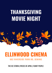 Thanksgiving Movie Night on Orange Autumn Leaves