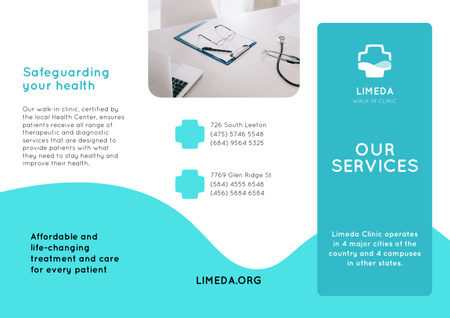 Clinic Services Offer with Doctors Attributes Brochure Design Template