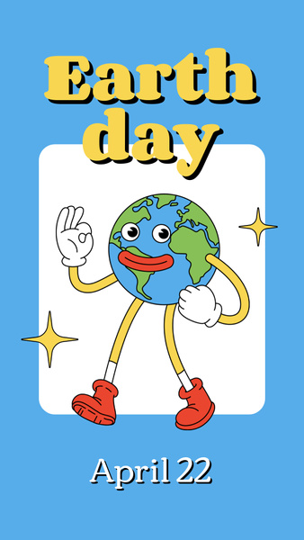 Earth Day Announcement with Cute Planet