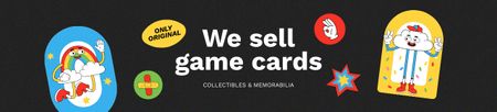 Ontwerpsjabloon van Ebay Store Billboard van Game Cards Ad with Cute Characters