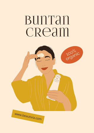 Woman applying Tanning Cream Poster Design Template