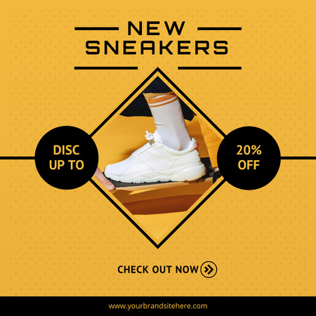 New Sneaker Collection Ad with White Shoe Instagram Design Template