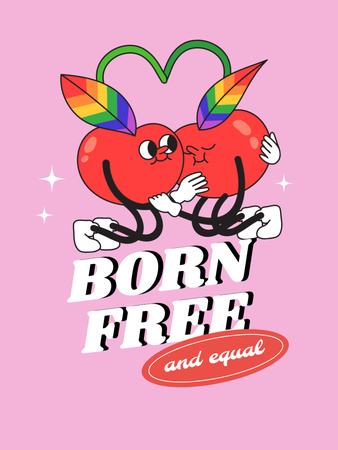 Awareness of Tolerance to LGBT with Cute Cherries Poster US Tasarım Şablonu