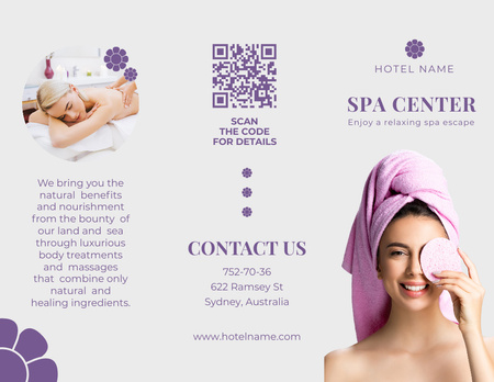 Spa Center Services with Beautiful Young Woman Brochure 8.5x11in Design Template