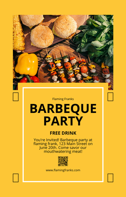 Barbecue Party Ad Layout with Photo Invitation 4.6x7.2in Design Template