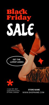 Black Friday Sale Ad with Woman in Stylish Shoes Flyer DIN Large Design Template