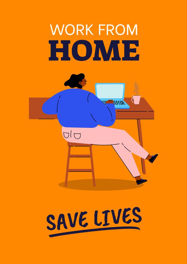 Plantilla de diseño de Girl on Remote Work at Home Poster 