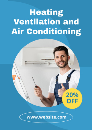 Heating and Ventilation Services Discount Blue Flayer Design Template