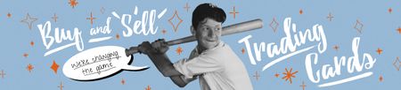 Designvorlage Sport Cards Ad with Baseball Player für Ebay Store Billboard