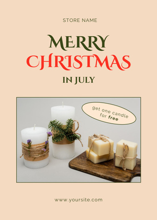 Home Decor Offer With Candles For Christmas In July Postcard 5x7in Vertical Design Template