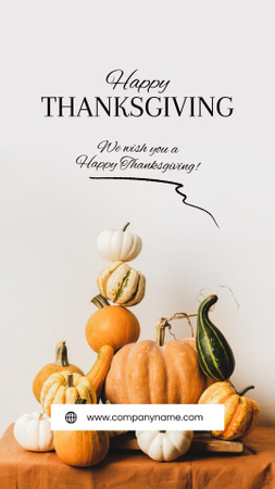 Designvorlage Thanksgiving Holiday Greeting mit Kürbissen für Instagram Story