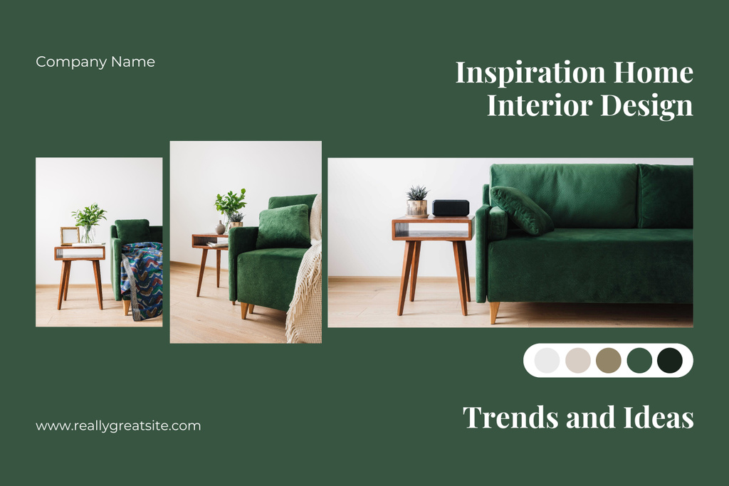 Plantilla de diseño de Home Interior Inspiration Green Mood Board 