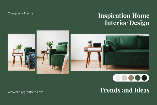 Home Interior Inspiration Green Mood Board Πρότυπο σχεδίασης