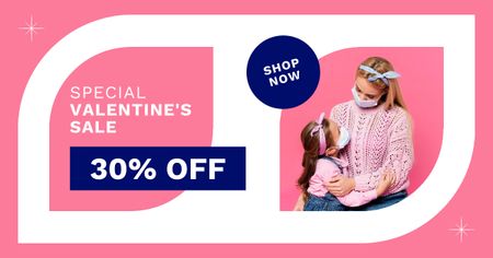 Special Valentine's Day Sale with Mom and Daughter Facebook AD Design Template