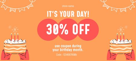 Birthday Offers on Orange Coupon 3.75x8.25in Design Template