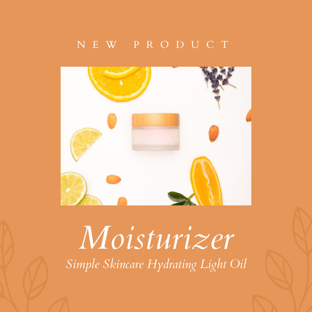 Cosmetic Moisturizers Ad on Orange Instagram Design Template