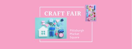Event Announcement with Crafting Tools Facebook cover Modelo de Design