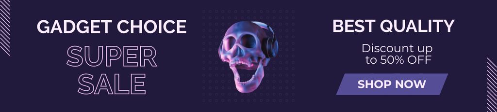 Gadgets Sale with Skull in Headphones Ebay Store Billboardデザインテンプレート