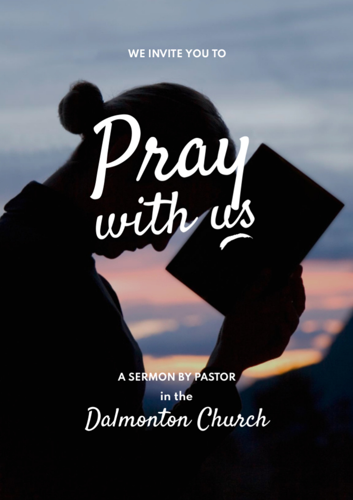 Ontwerpsjabloon van Flyer A4 van Silhouette of Praying Woman with Bible