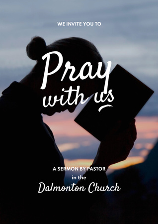 Silhouette of Praying Woman with Bible Flyer A4 – шаблон для дизайну