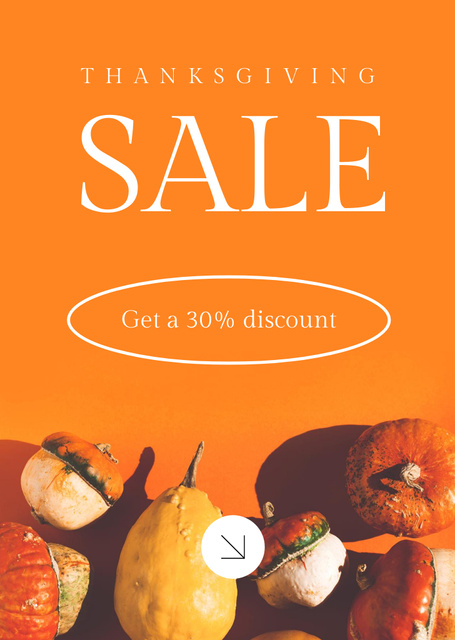 Thanksgiving Sale Announcement with Pumpkins and Discount Flyer A6 Design Template