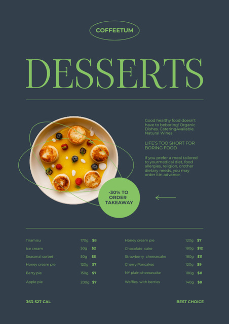 Desserts Menu Announcement Menu Design Template
