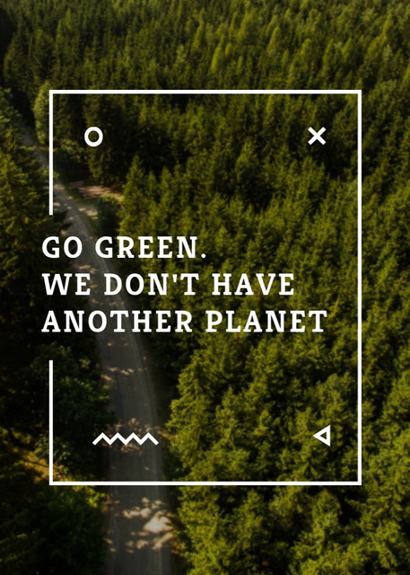 Designvorlage Citation About Planet Preserving With Forest and Road für Postcard 5x7in Vertical