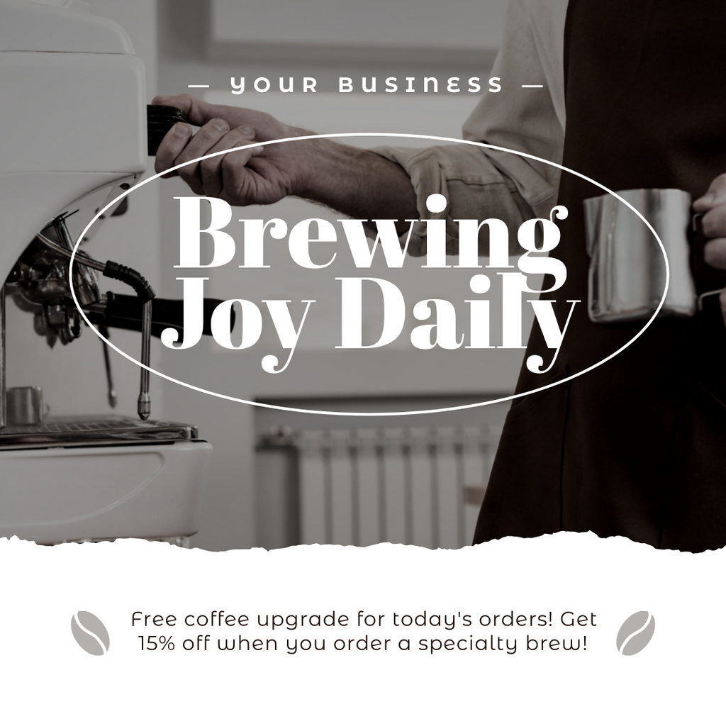 Designvorlage Qualified Barista Brewing Coffee With Discounts For Clients für Instagram AD