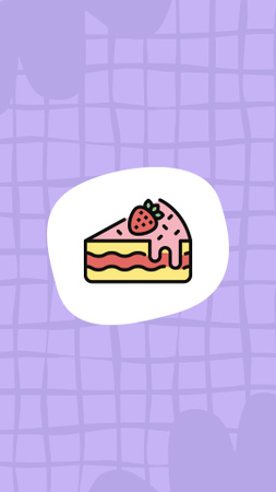 Designvorlage Bäckerei-Werbung mit leckerer Kuchen-Illustration in Lila für Instagram Highlight Cover