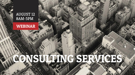Consulting Agency Ad Modern Skyscrapers FB event cover tervezősablon