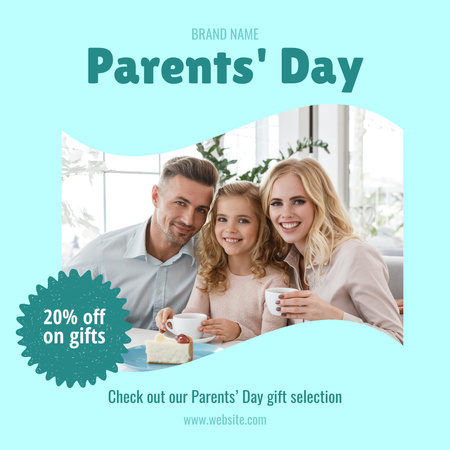 Happy Family in Cafe Instagram Design Template