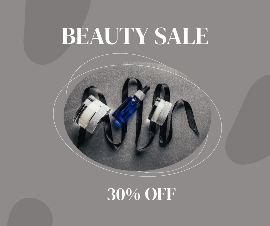 Beauty Sale Announcement with Skincare Products Facebook Modelo de Design