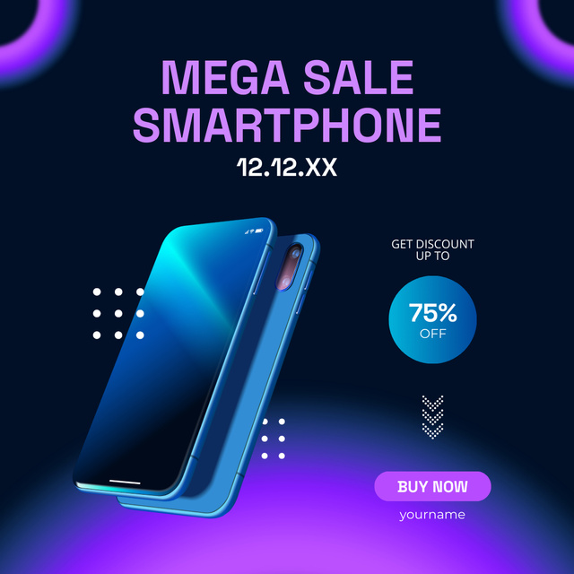 Blue Smartphone Mega Sale Announcement Instagram AD – шаблон для дизайна
