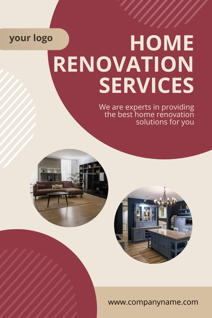 Professional Home Renovation Service Pinterest Šablona návrhu