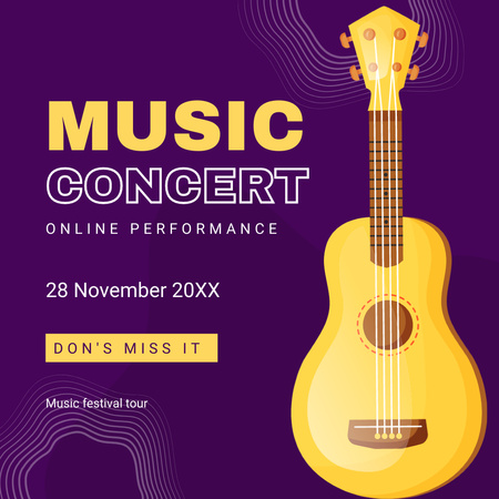 Music Concert Ad with Illustration of Guitar Instagram Design Template