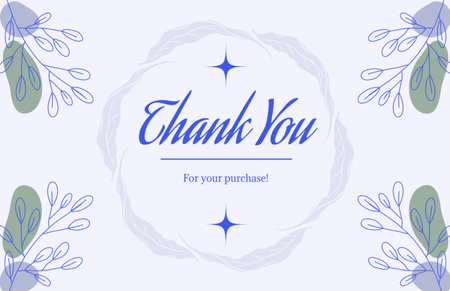 Designvorlage Thank You For Your Purchase Message with Hand Drawn Leaves für Thank You Card 5.5x8.5in