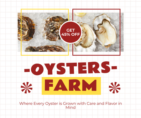 Platilla de diseño Ad of Discount on Oysters Farm Facebook