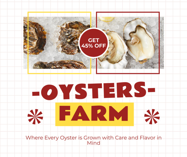 Ad of Discount on Oysters Farm Facebookデザインテンプレート