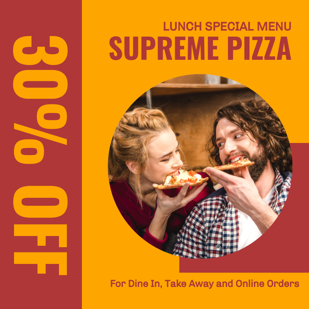 Plantilla de diseño de Couple Eating Pizza for Special Menu Offer  Instagram 