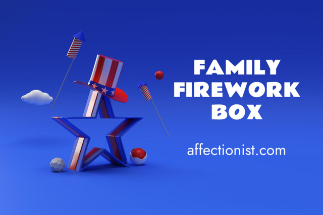 USA Independence Day Fireworks Box Postcard 4x6in Design Template