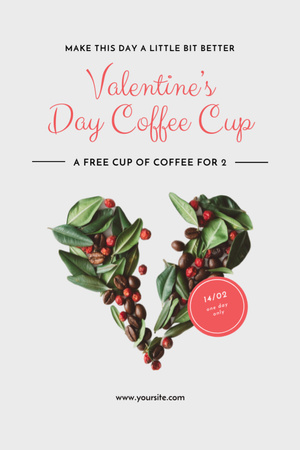 Valentine's Day Holiday with Coffee Beans Heart Flyer 4x6in Design Template