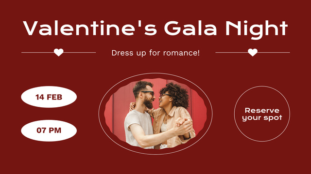 Plantilla de diseño de Valentine's Gala Night Invitation FB event cover 