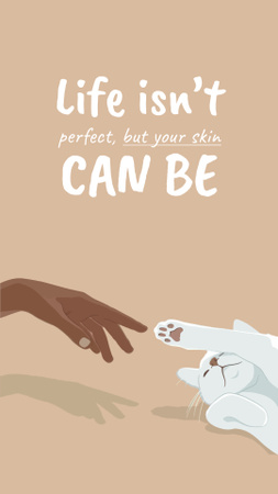 Реклама догляду за шкірою з дівчиною, яка торкається котячої лапи Instagram Video Story – шаблон для дизайну