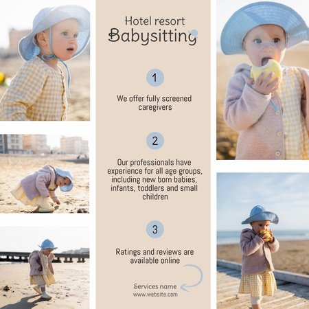 Designvorlage Werbung für Babysitting-Service für Instagram