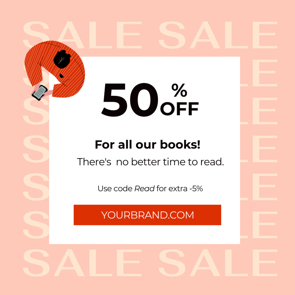 Ontwerpsjabloon van Instagram van Sale On All Books In Shop