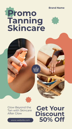 Modèle de visuel Promo sur les soins de la peau bronzante avec réduction - Instagram Story